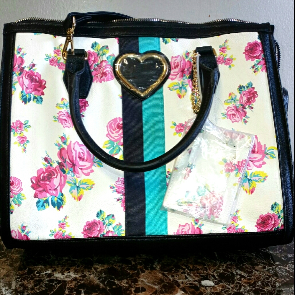 Betsey Johnson Floral design 3 way bag brand new